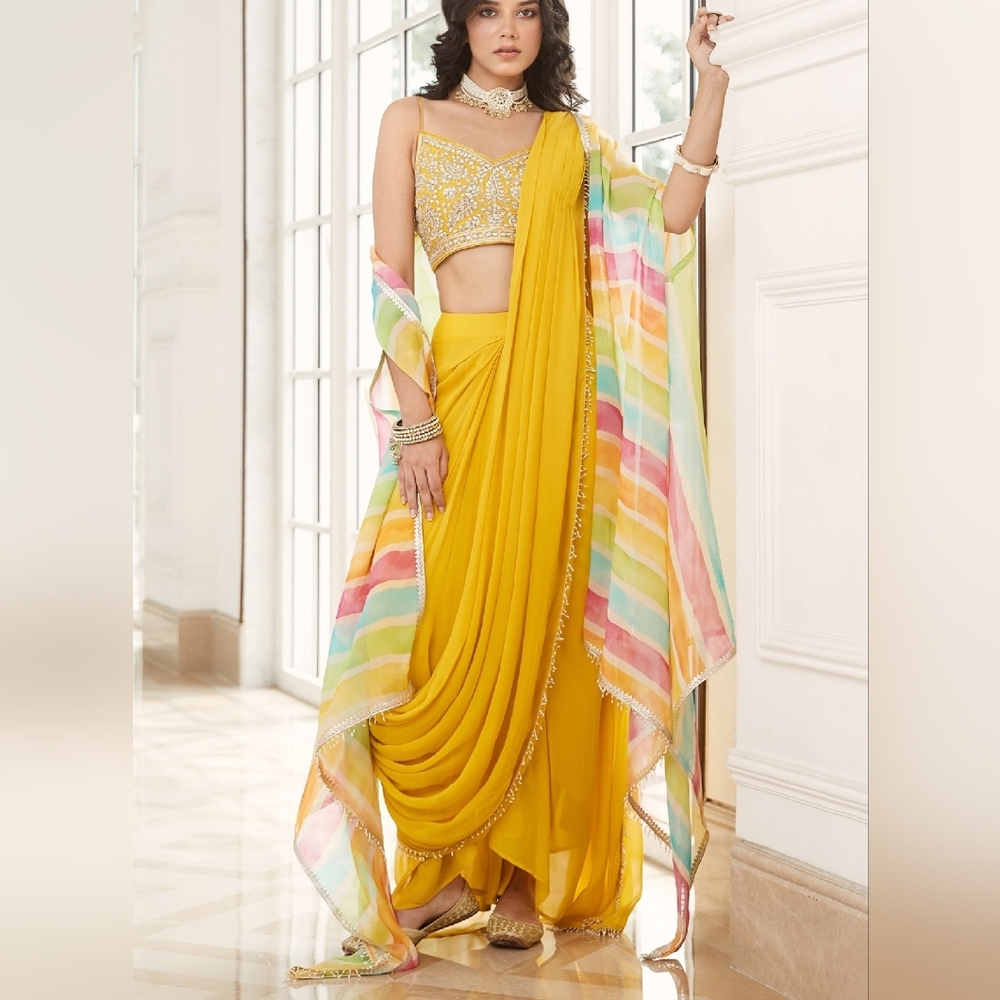 Haldi - indo western yellow outfit
